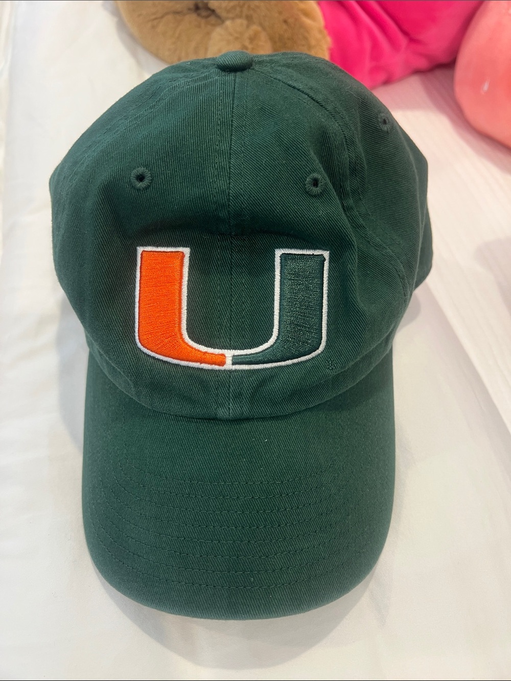 Dark Green Women's Baseball Cap with Orange & White 'U' Embroidery